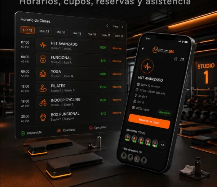 Gestión de clases y reservas desde pantalla y celular